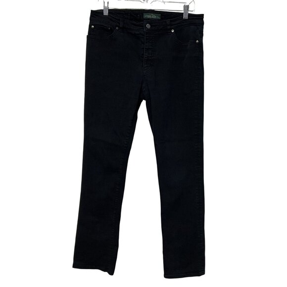 Lauren Ralph Lauren Denim - Lauren Ralph Lauren Womens Black Cotton Blend Jeans Size 12 Straight Leg